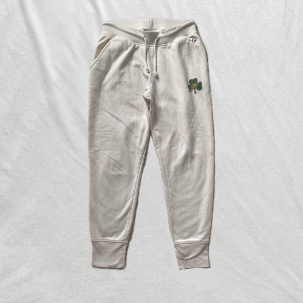 Notre Dame cream shamrock drawstring Champion sweatpants - Picture 2 of 7